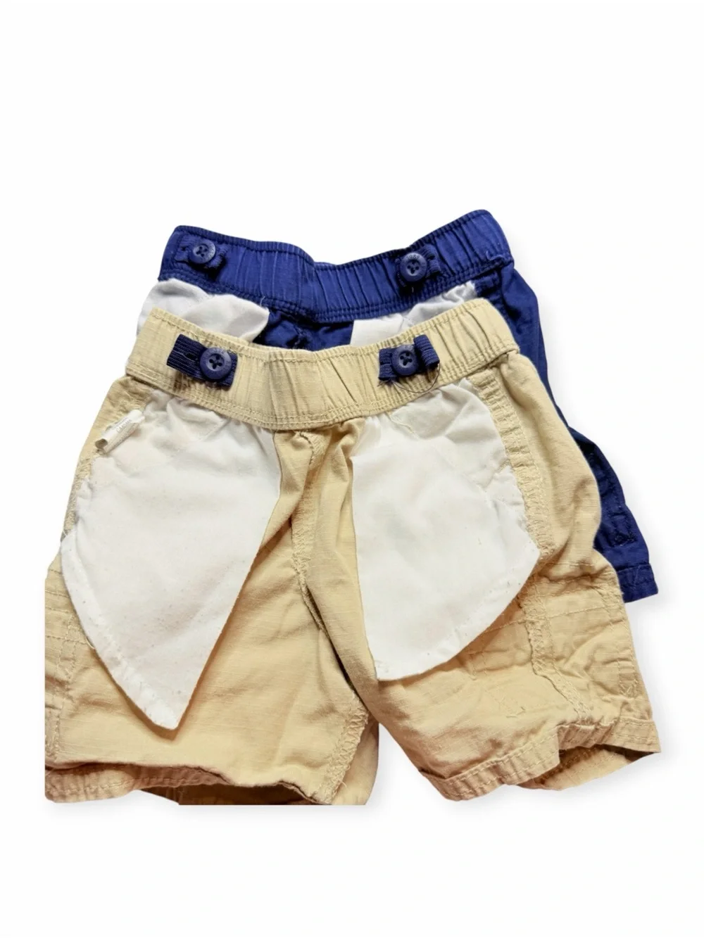 The Children’s Place Boys Cargo Shorts Lot of 2 Size 9-12M Blue Khaki Cotton